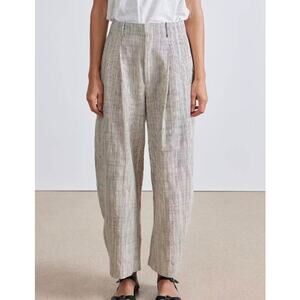 Apiece Apart Bari Cropped Trouser Striped Ankle Pants - Gray and White - size 6